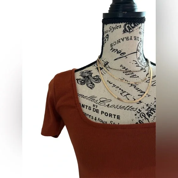 NWT Ribbed Catsuit | Rust One-Piece | Stretchy & Flattering Fit – S, L, XL - Picture 3 of 4